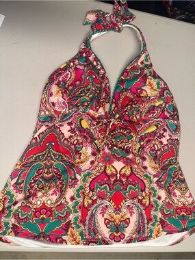 VENUS Multicolor Paisley Halter Swim Top and bottom set- Pink, Red, Teal, Yellow